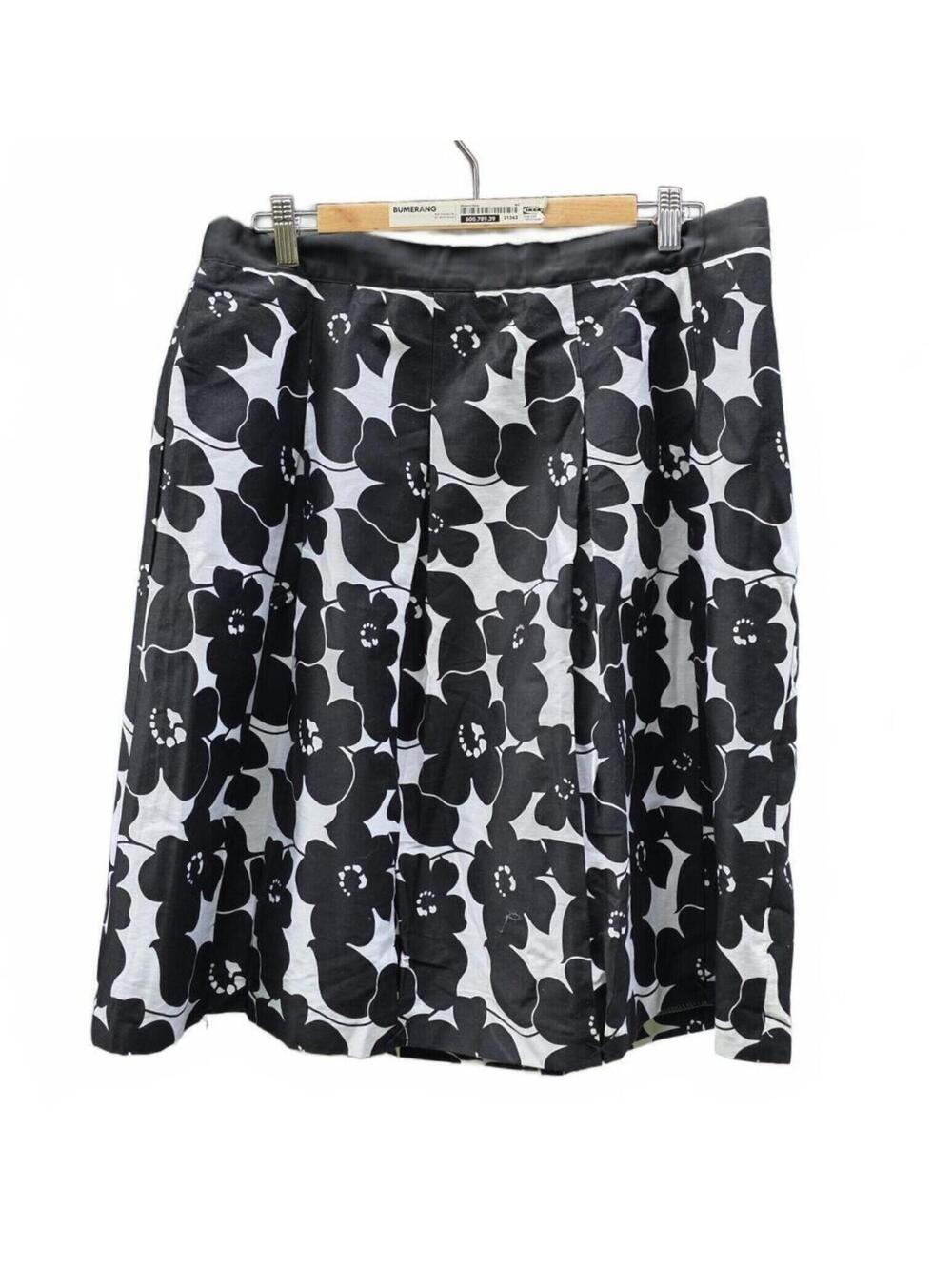 Mario Serrani Italy Black & White Stylized  Floral Pleated Skirt  34" Waist